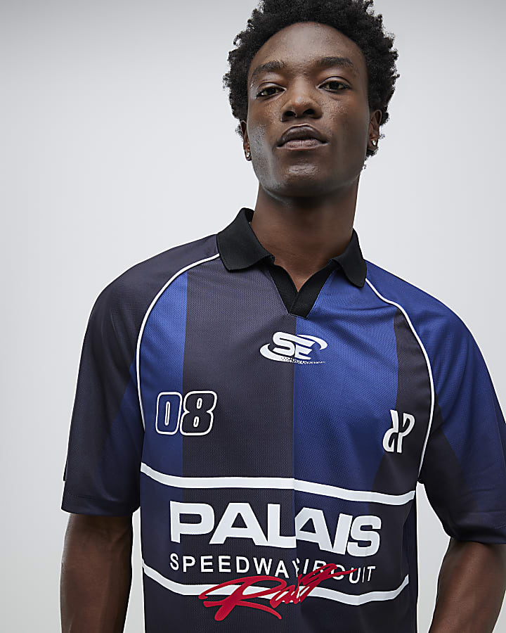 Black Oversized Fit Palais Racing Polo Shirt