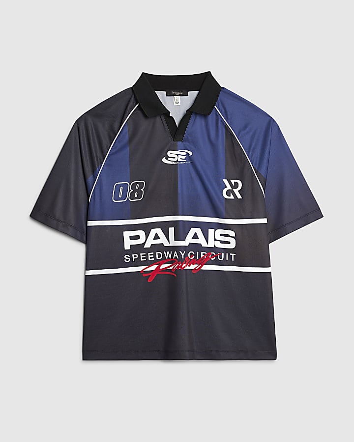 Black Oversized Fit Palais Racing Polo Shirt