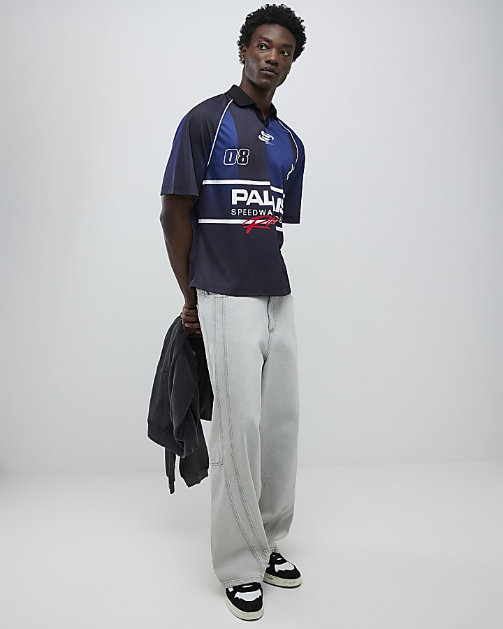 Black Oversized Fit Palais Racing Polo Shirt