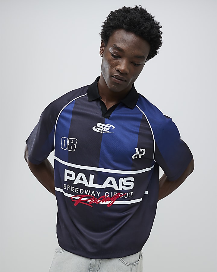 Black Oversized Fit Palais Racing Polo Shirt