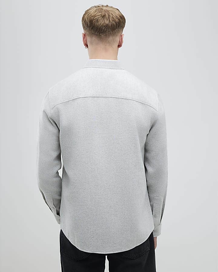 Grey Regular Fit Long Sleeve Flannel Shirt
