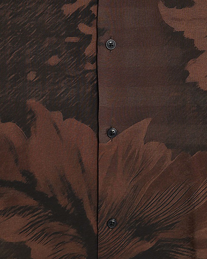 Brown Regular Fit Floral Revere Shirt