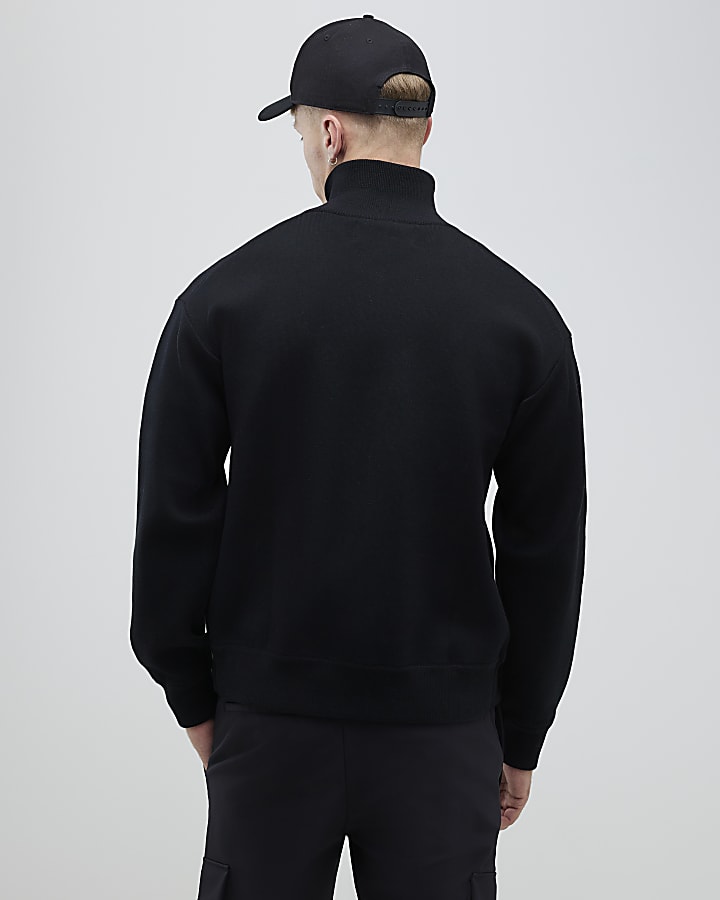 Black Slim Fit Zip Through Jacket