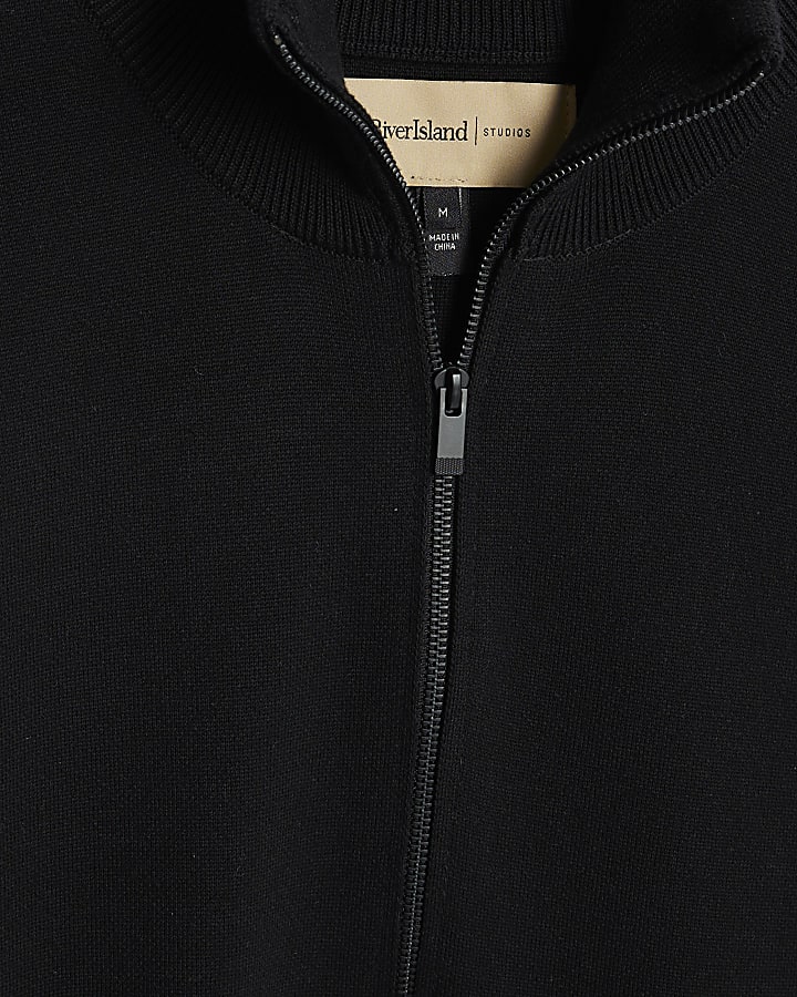 Black Slim Fit Zip Through Jacket