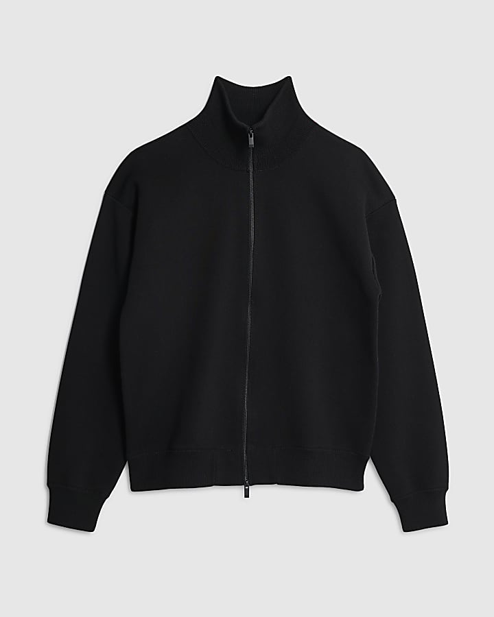 Black Slim Fit Zip Through Jacket