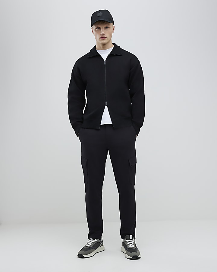 Black Slim Fit Zip Through Jacket