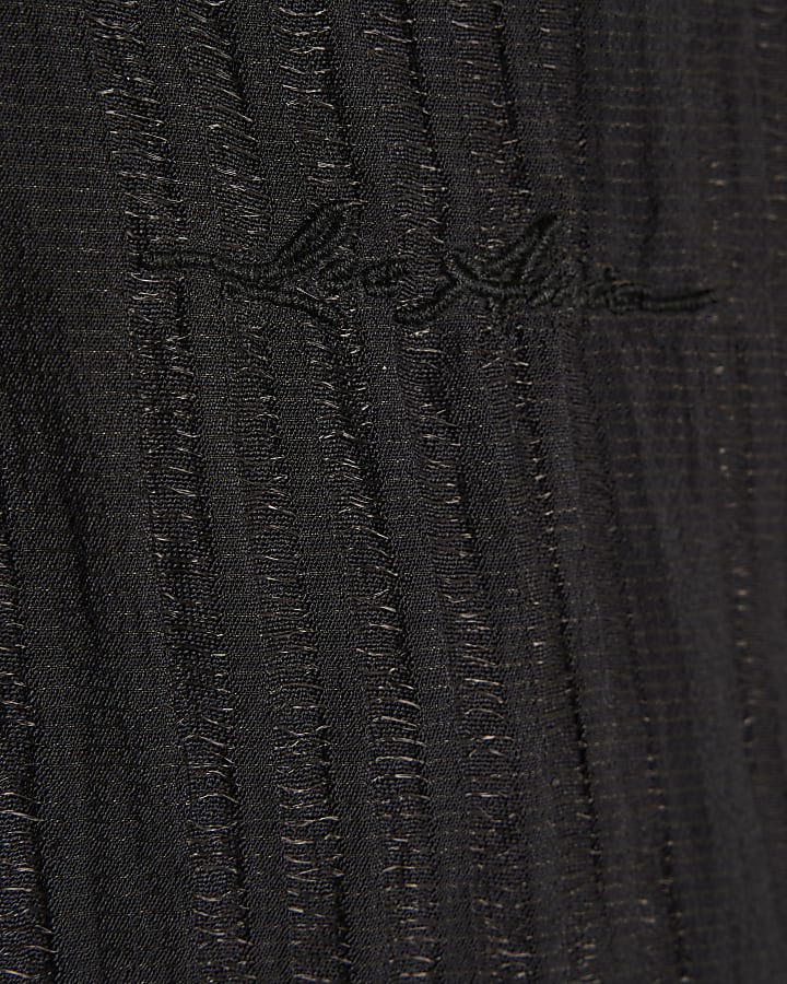 Black Regular Fit Crinkle Shirt