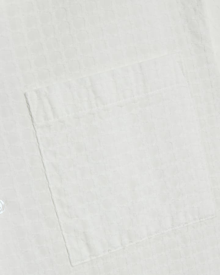 White Regular Fit Dobby Check Shirt