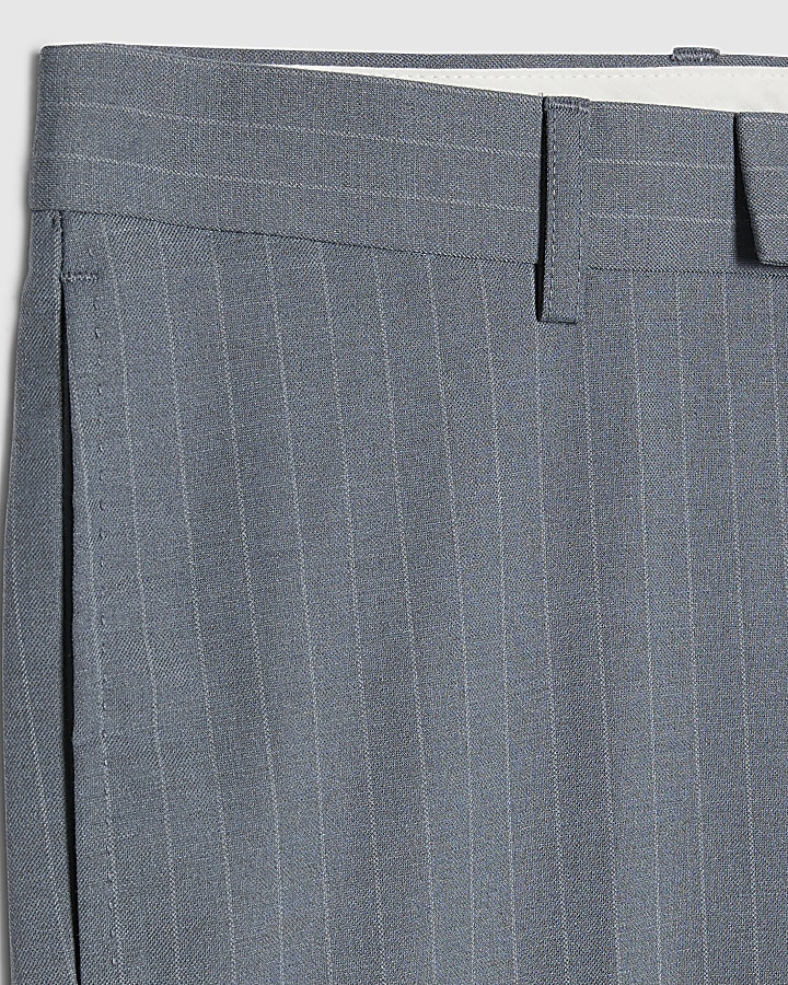 Blue Skinny Fit Pinstripe Suit Trousers