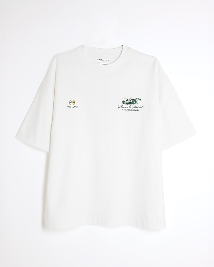 White Oversized Fit Montreal Racing T-Shirt