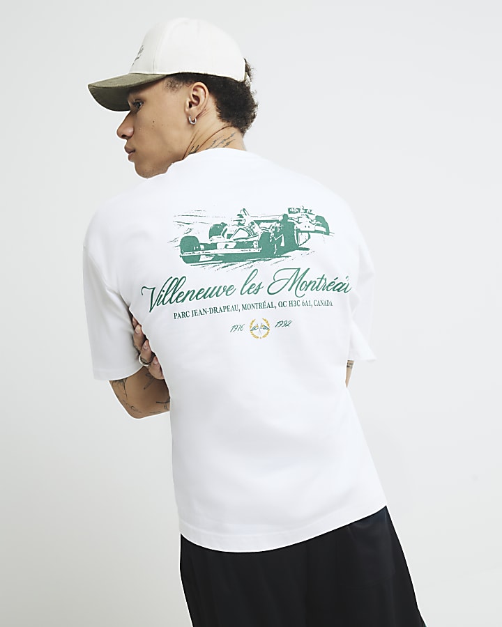 White Oversized Fit Montreal Racing T-Shirt