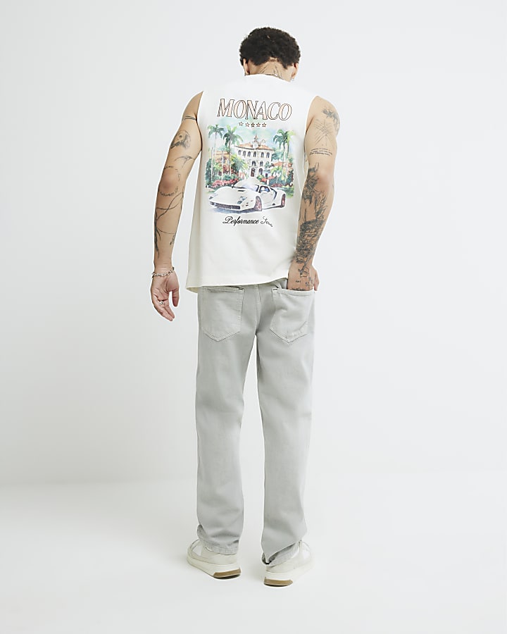 White Regular Fit Monaco Car Tank Top