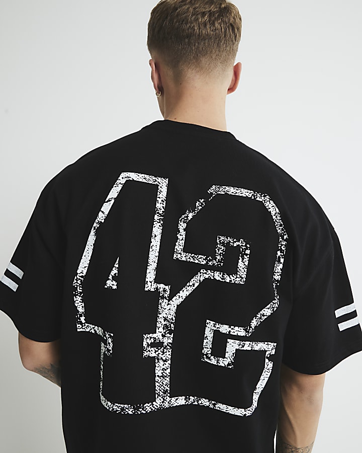Black Oversized Fit Number 42 T-Shirt