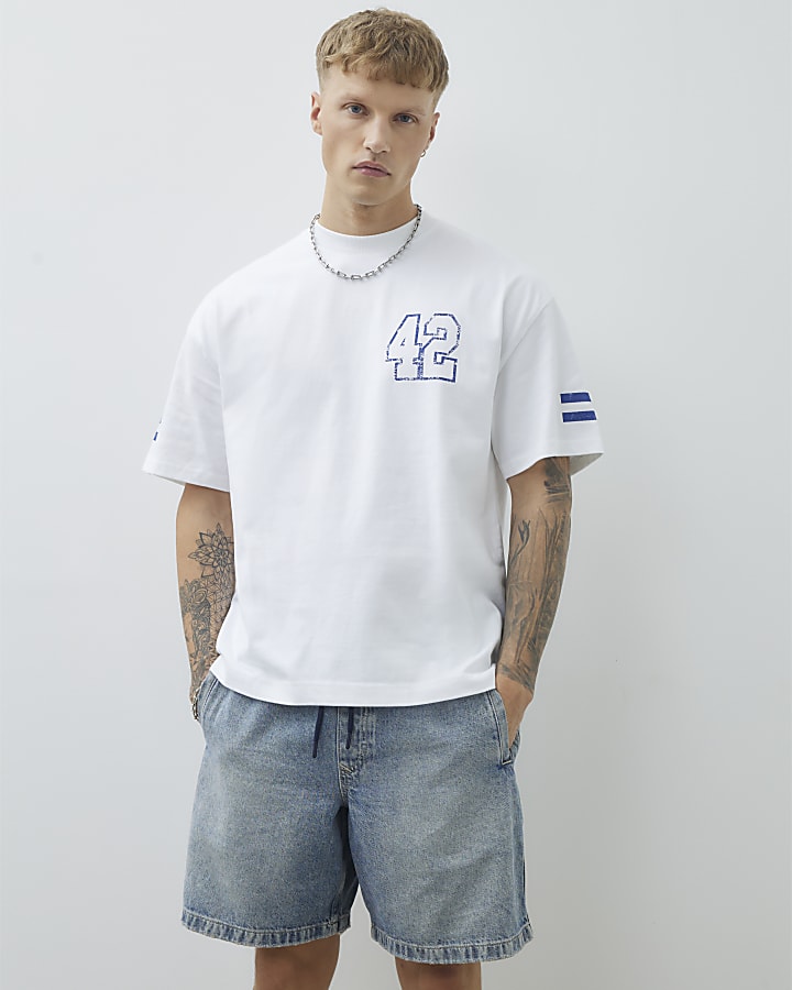 White Oversized Fit Number 42 T-Shirt