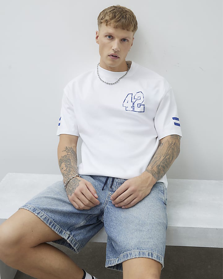 White Oversized Fit Number 42 T-Shirt
