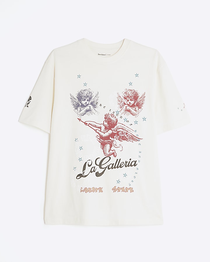Ecru Regular Fit Short Sleeve Cherub T-shirt