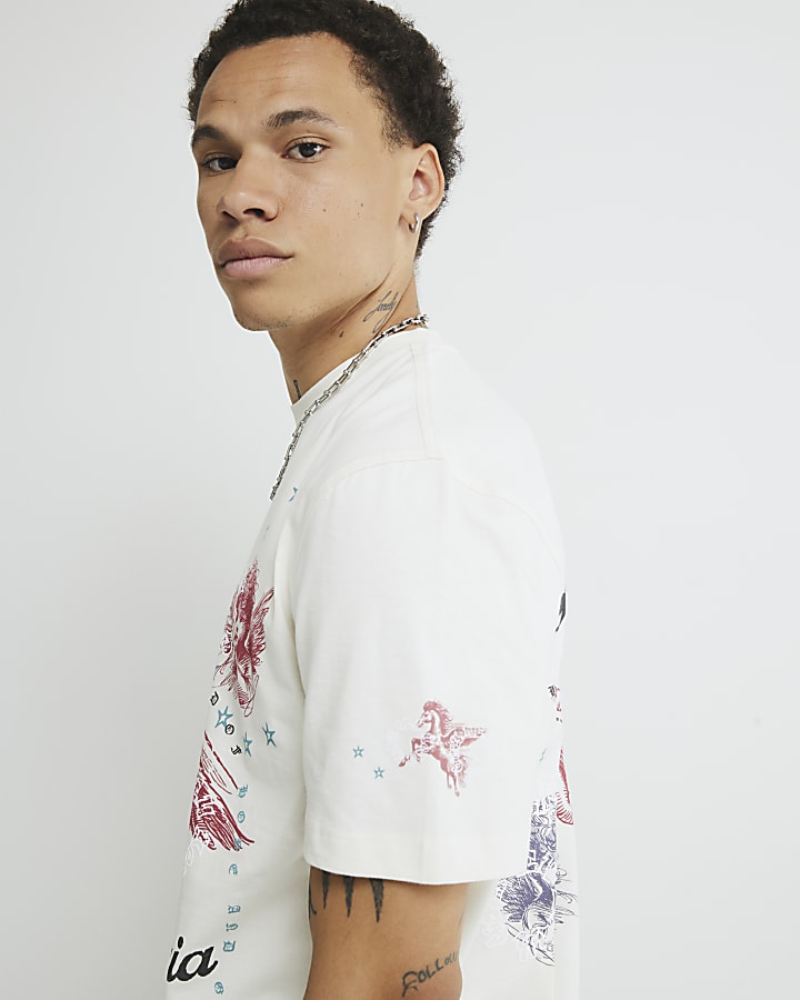 Ecru Regular Fit Short Sleeve Cherub T-shirt