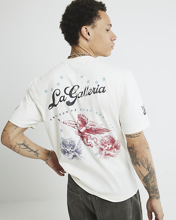 Ecru Regular Fit Short Sleeve Cherub T-shirt