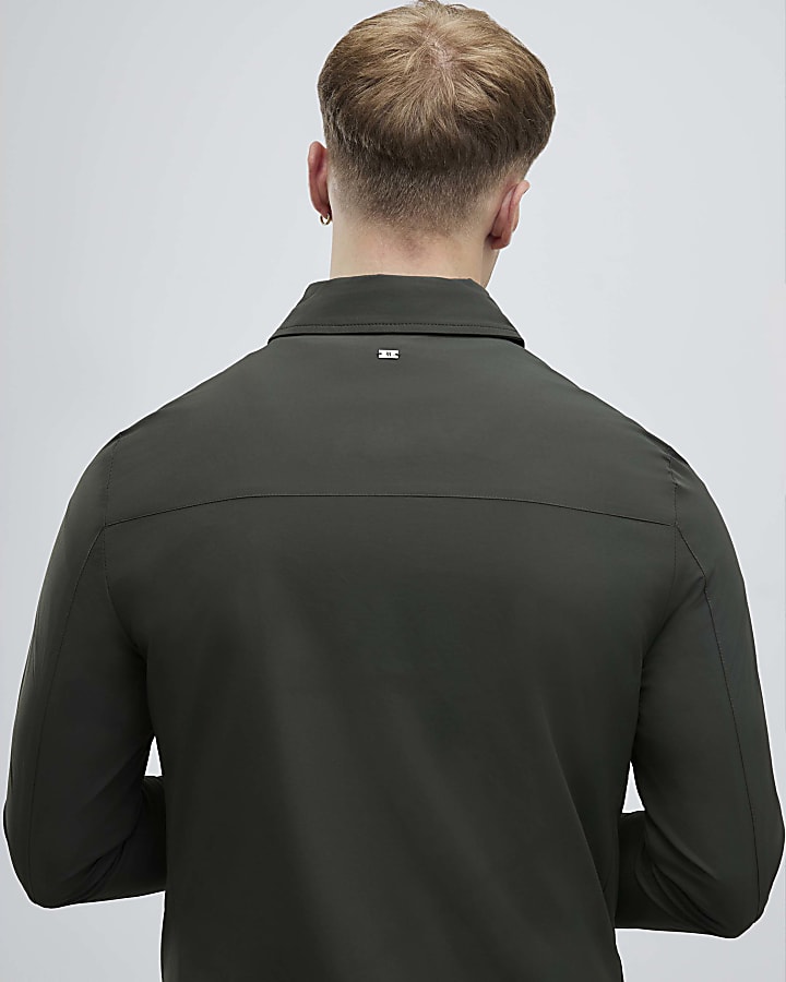 Khaki Muscle Fit Shacket