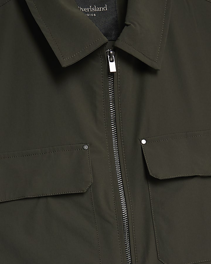 Khaki Muscle Fit Shacket