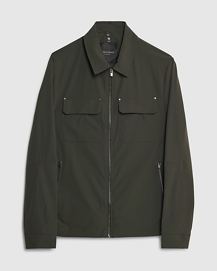 Khaki Muscle Fit Shacket