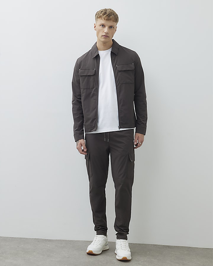 Brown Muscle Fit Shacket