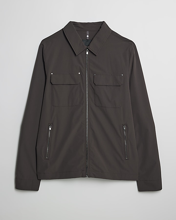 Brown Muscle Fit Shacket