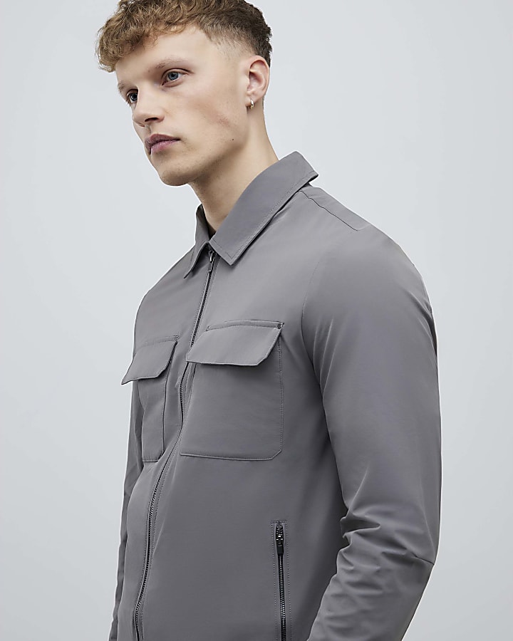 Grey Muscle Fit Shacket