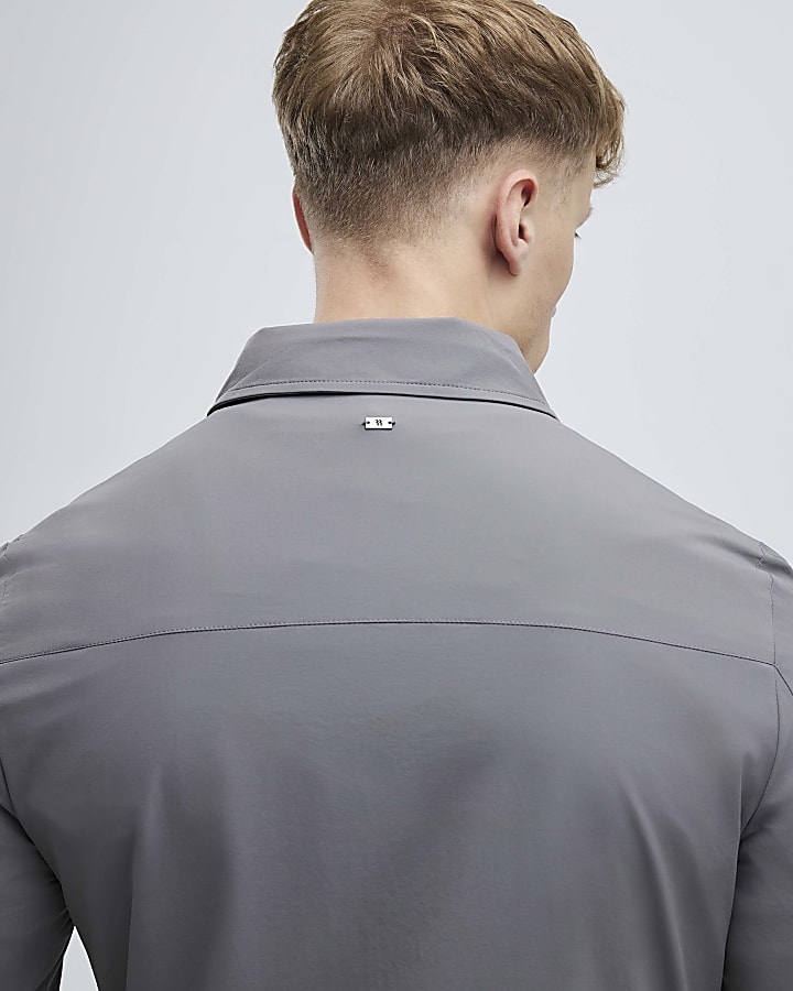 Grey Muscle Fit Shacket