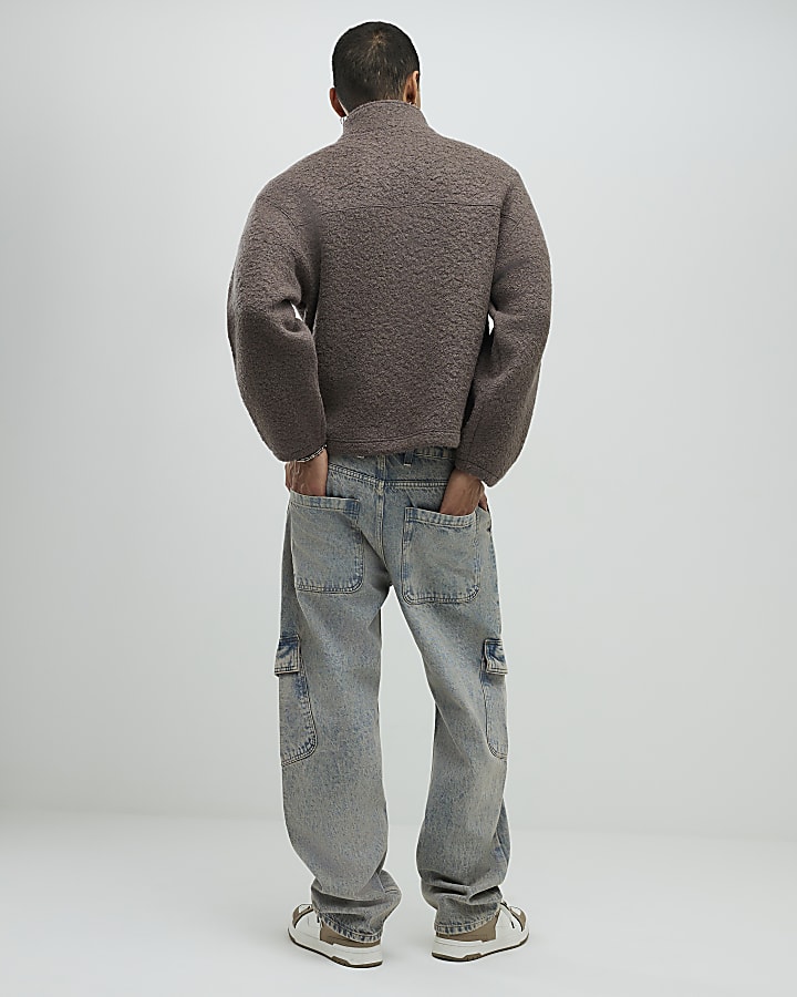 Blue Loose Fit Cargo Jeans