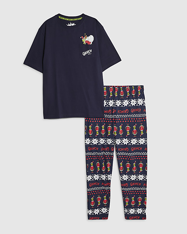 Navy Grinch T-Shirt Loungewear Set