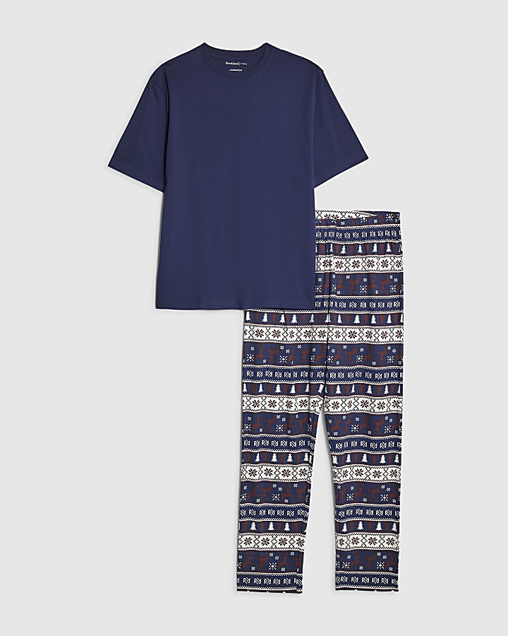 Navy Fair Isle Pyjamas Set