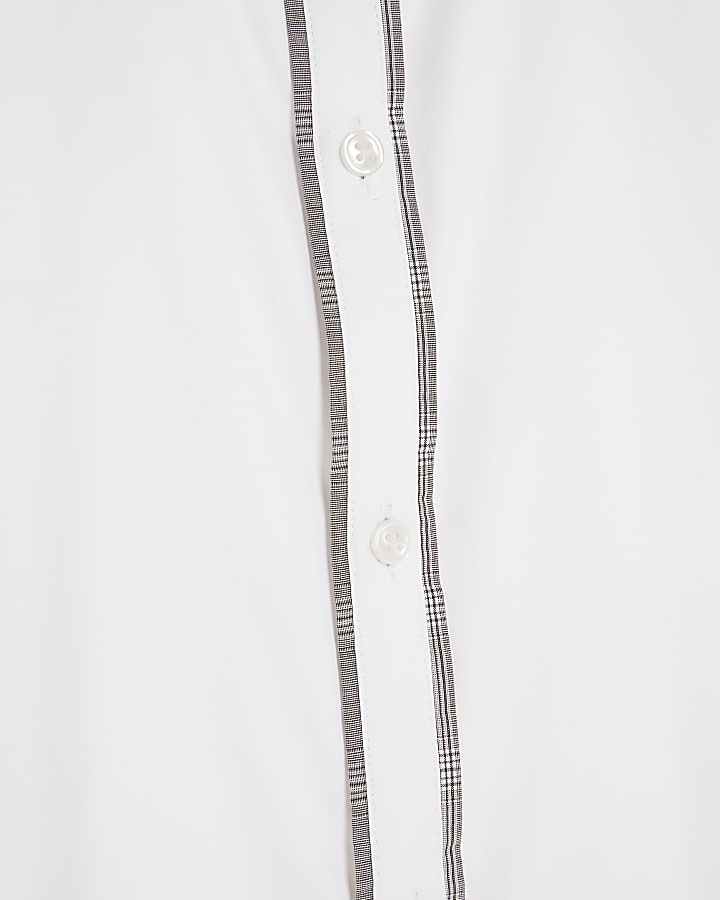 White Regular fit Check Trim Shirt