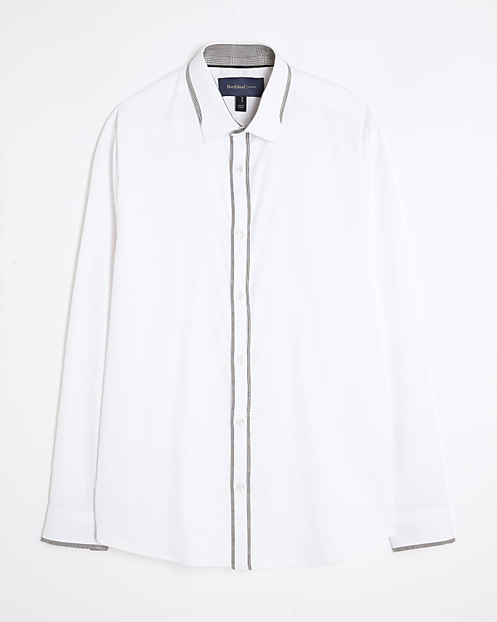 White Regular fit Check Trim Shirt