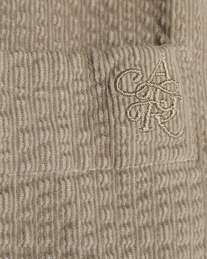 Beige Regular Fit Corduroy Shirt