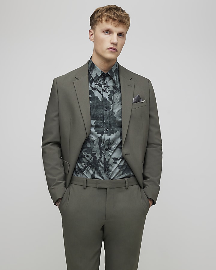 Green Muscle Fit Floral Shirt