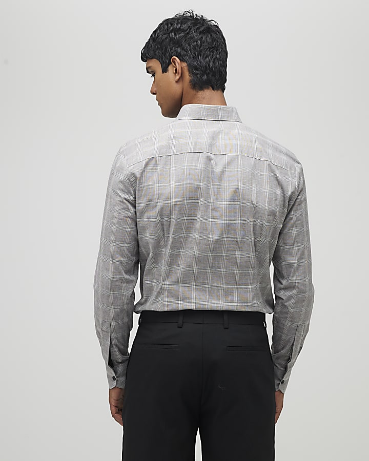 Brown Slim Fit Check Shirt