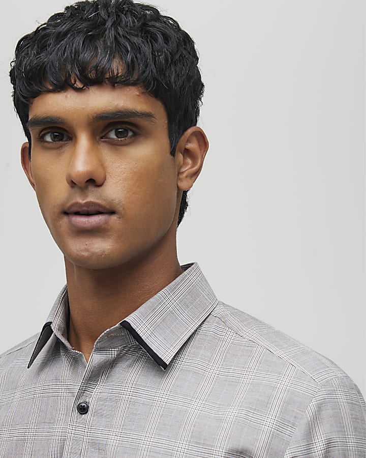 Brown Slim Fit Check Shirt