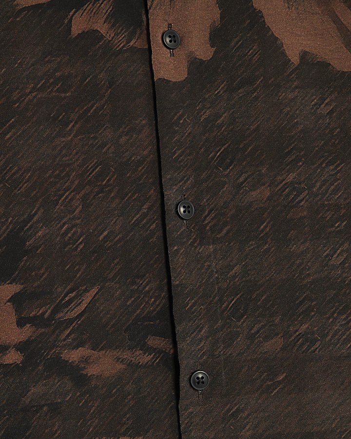 Brown Slim Fit Floral Shirt
