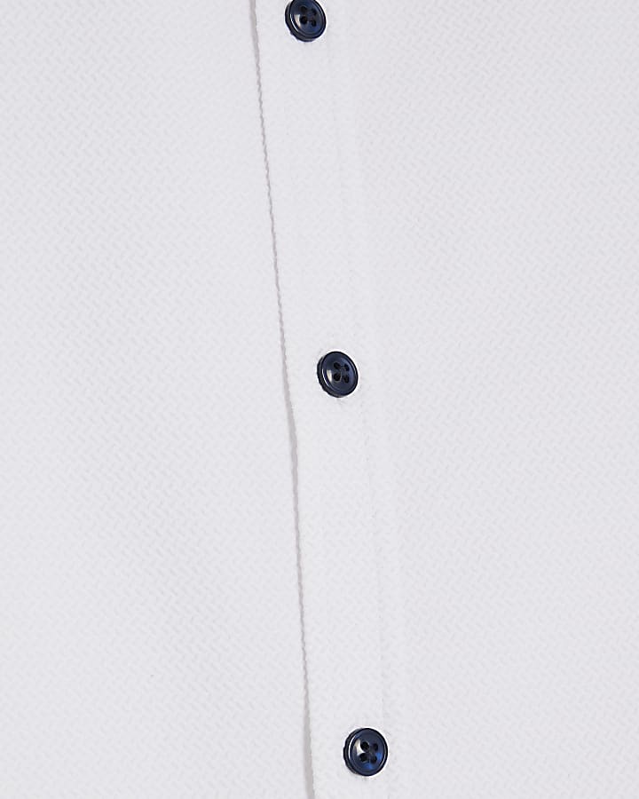 White Muscle Fit Tipped Shirt