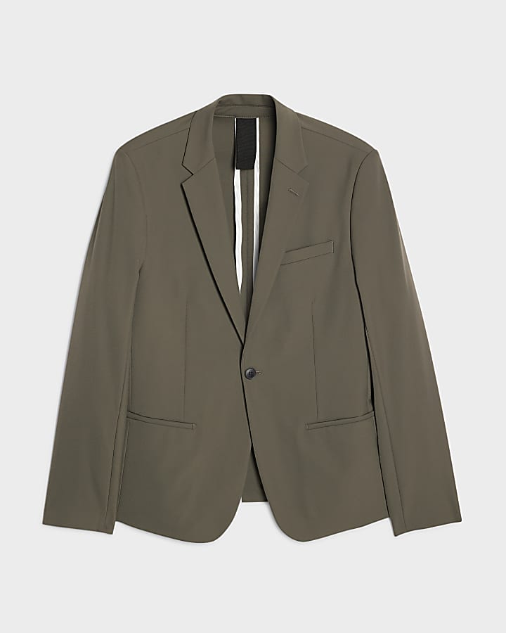 Khaki Skinny Fit Suit Jacket