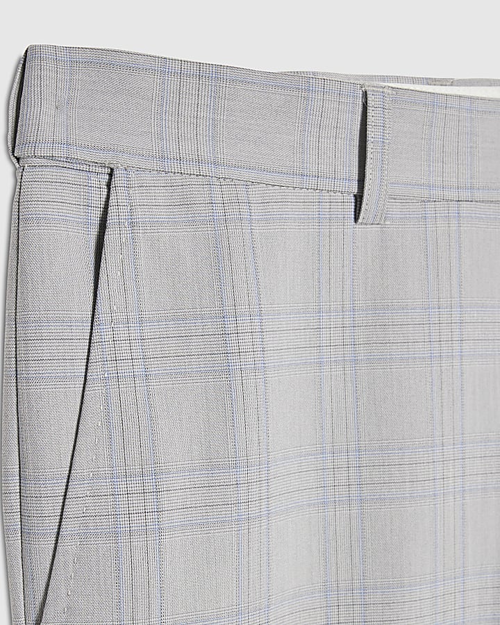 Blue Slim Fit Check Slim Suit Trousers