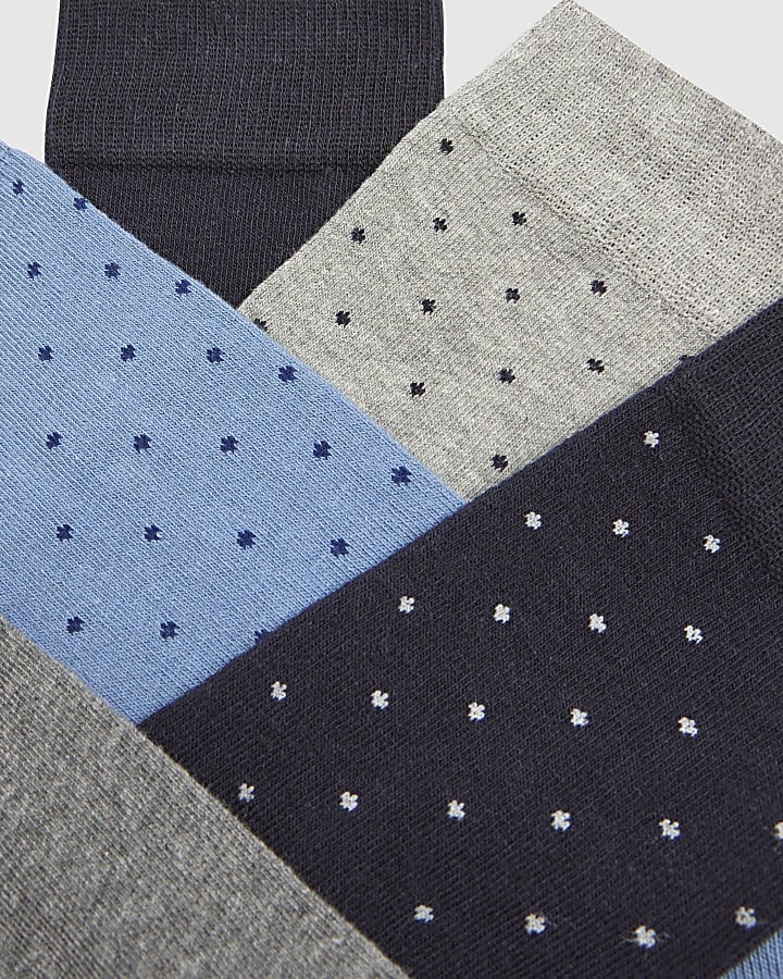 Grey Spot Pack Of 5 Socks