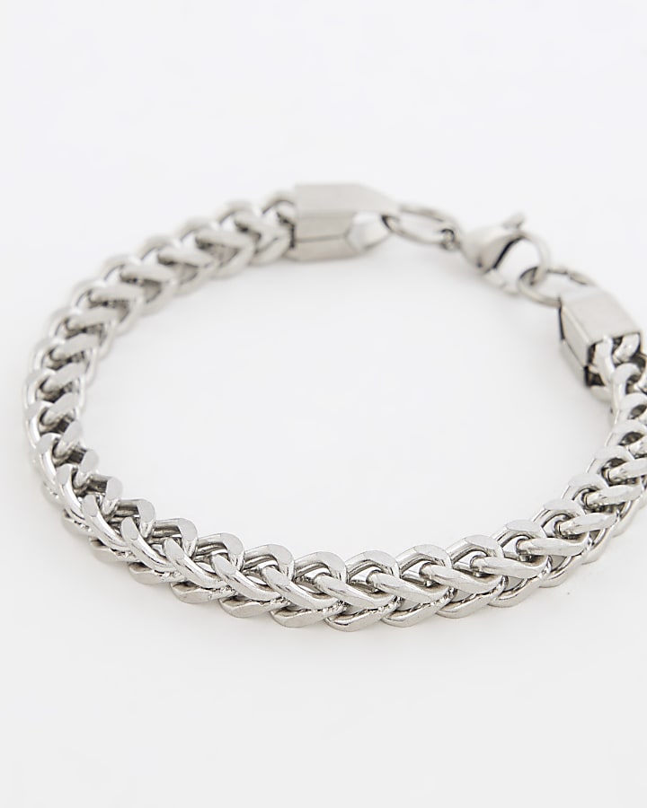 Silver Steel Chunky Chain Bracelet