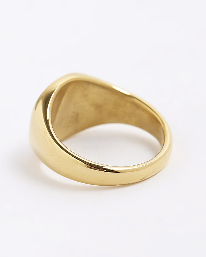 Gold Steel Signet Ring