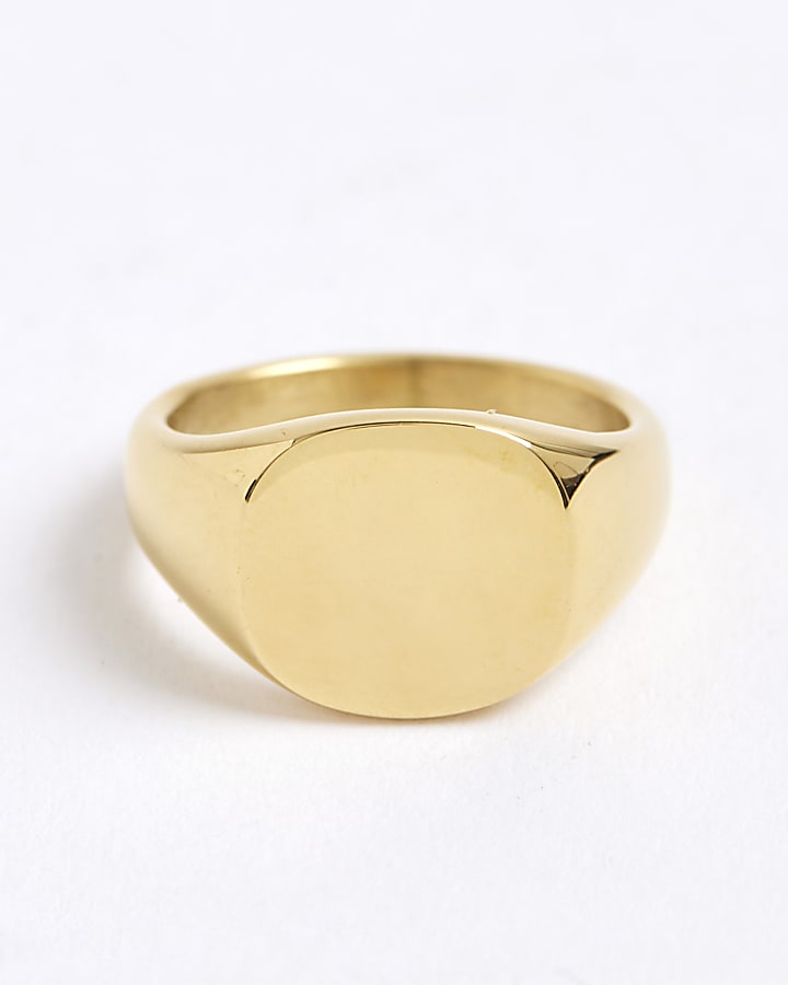 Gold Steel Signet Ring