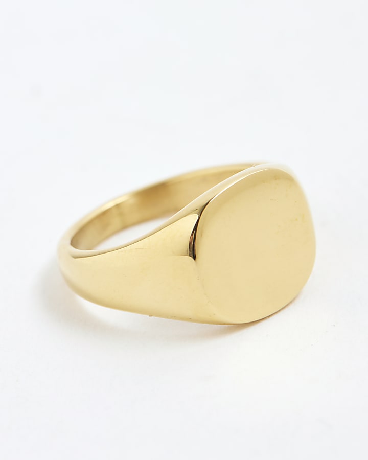 Gold Steel Signet Ring