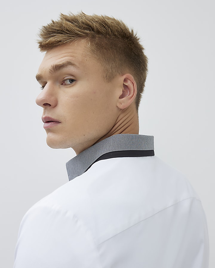 White Slim Fit Short Sleeve Shirt