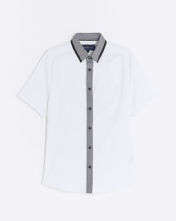 White Slim Fit Short Sleeve Shirt