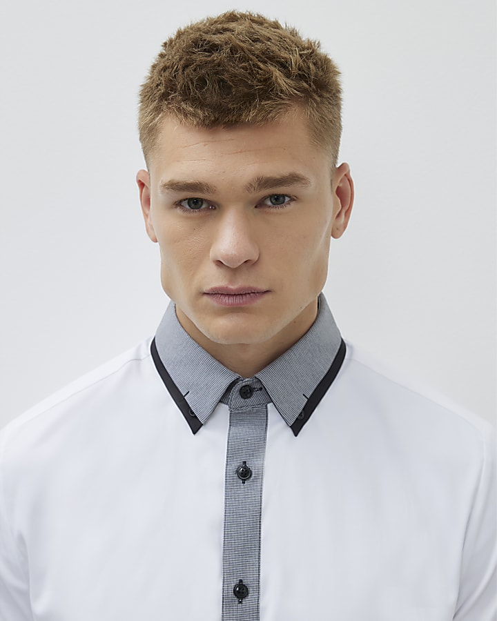 White Slim Fit Short Sleeve Shirt